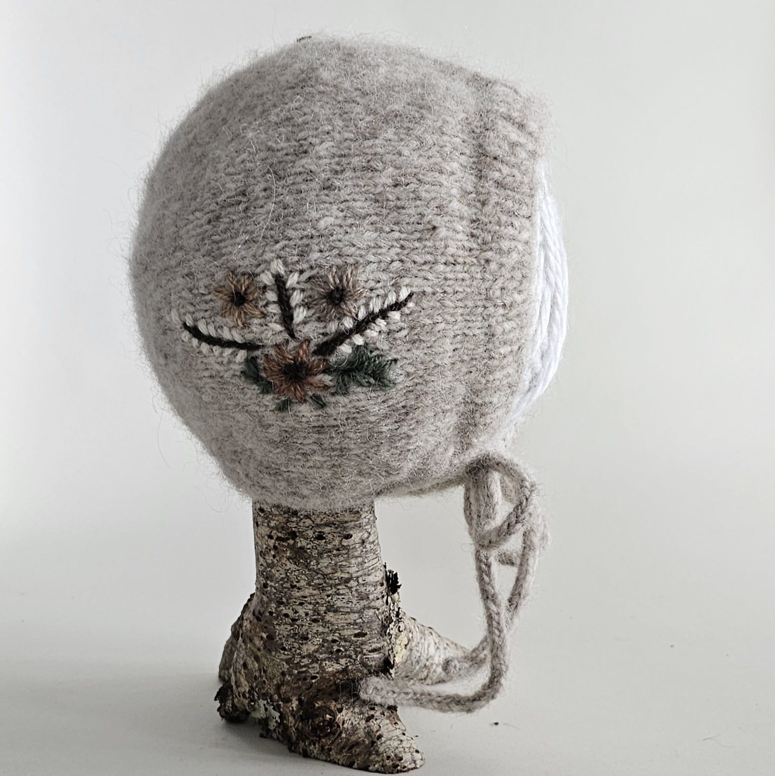 Hand Knitted Bonnets with Embroidery