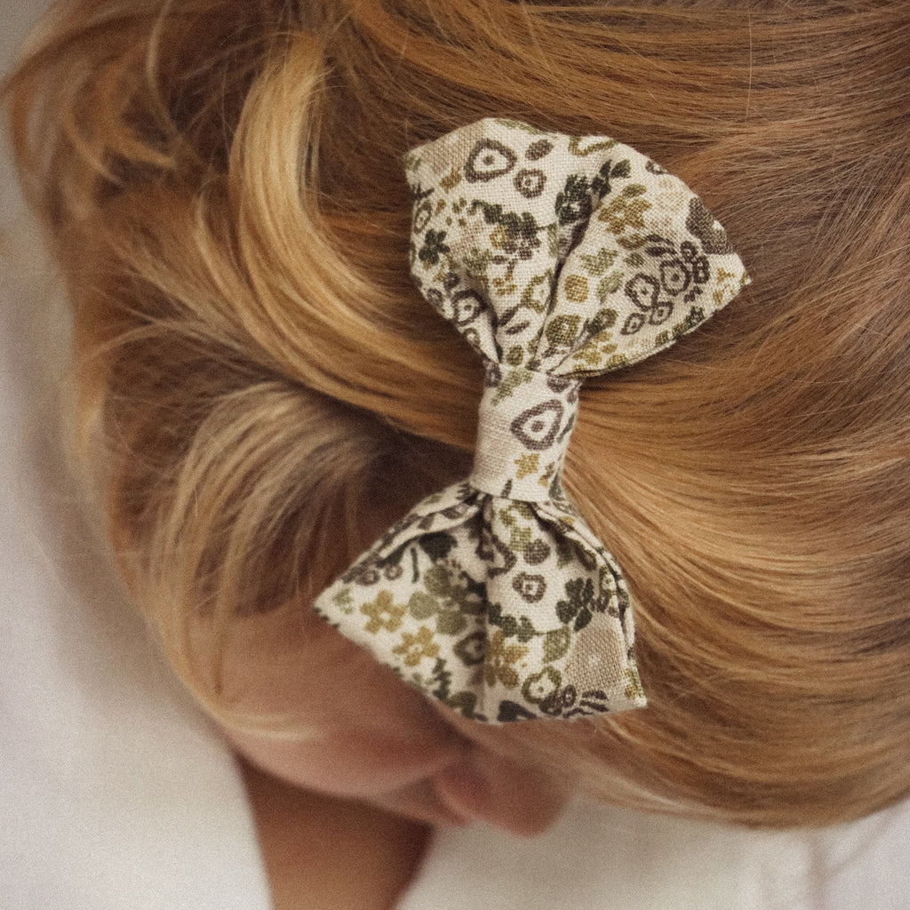 Linen Forget-me-not Bow - Olive