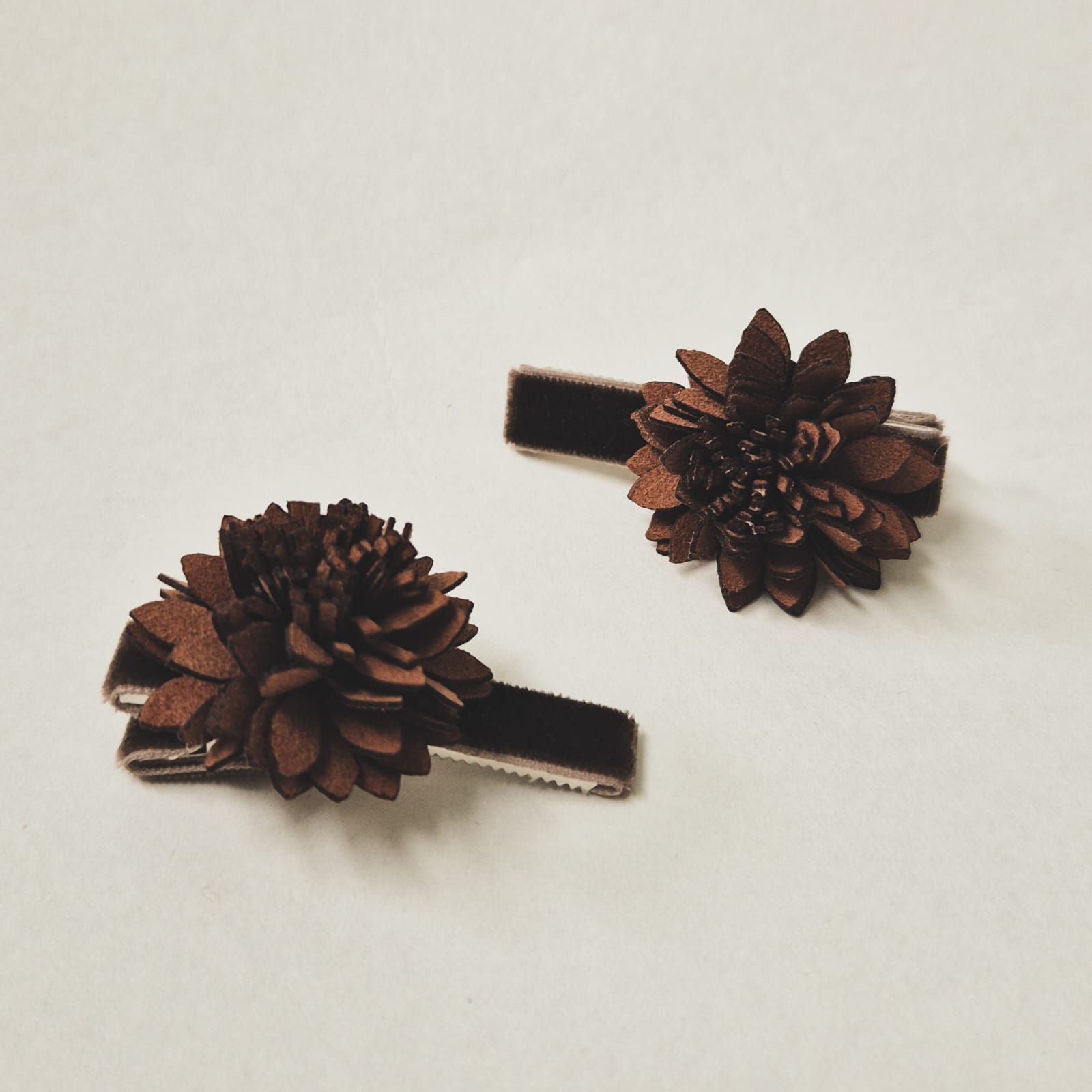 Deep Brown Leather Flower Set