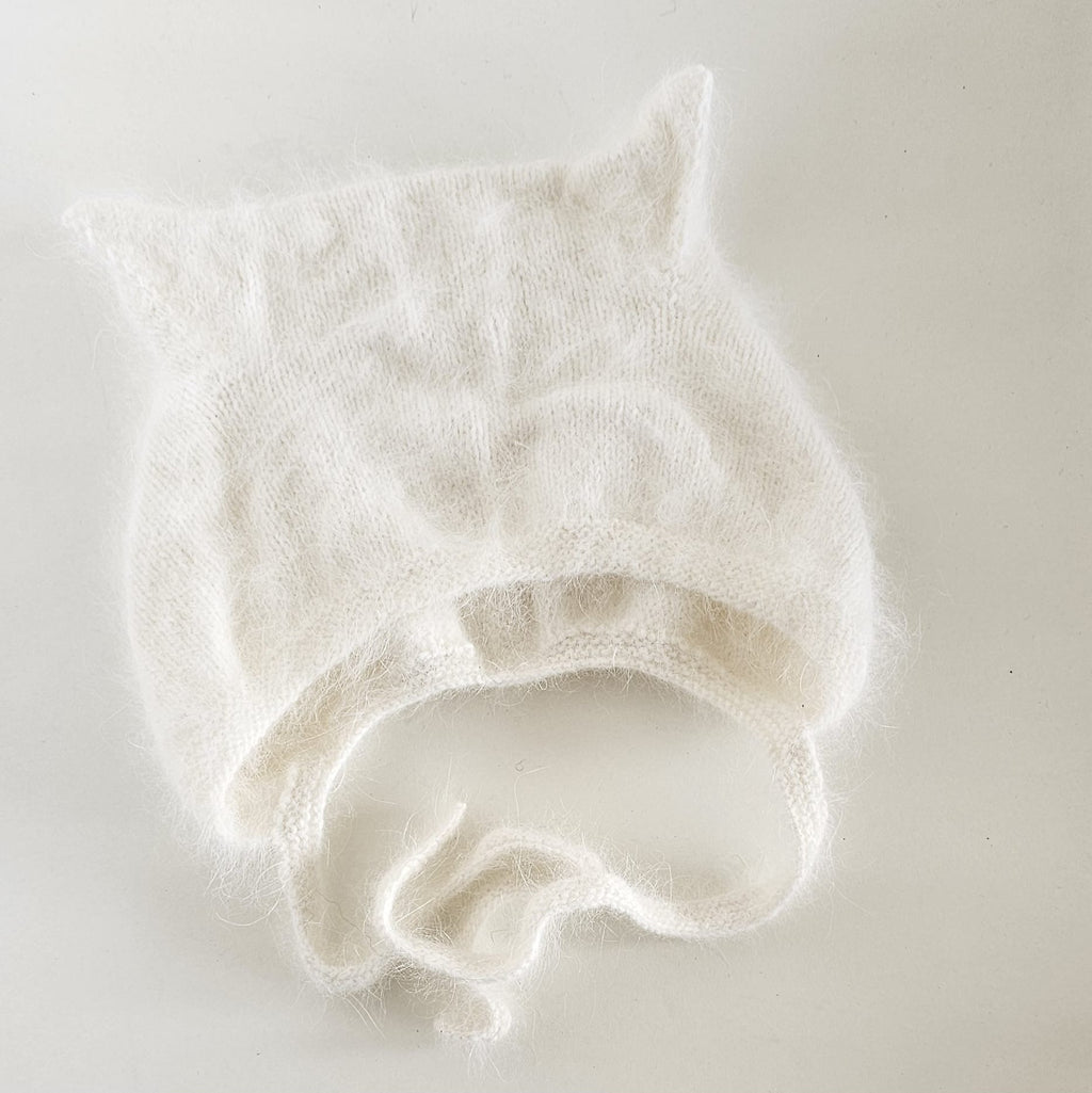 Hand Knitted Bonnet - Kitty Angora