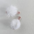 Real Fur Pompom Clips - Blush/White