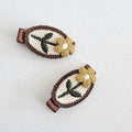 Ochre Daisy Embroidered Clip Set