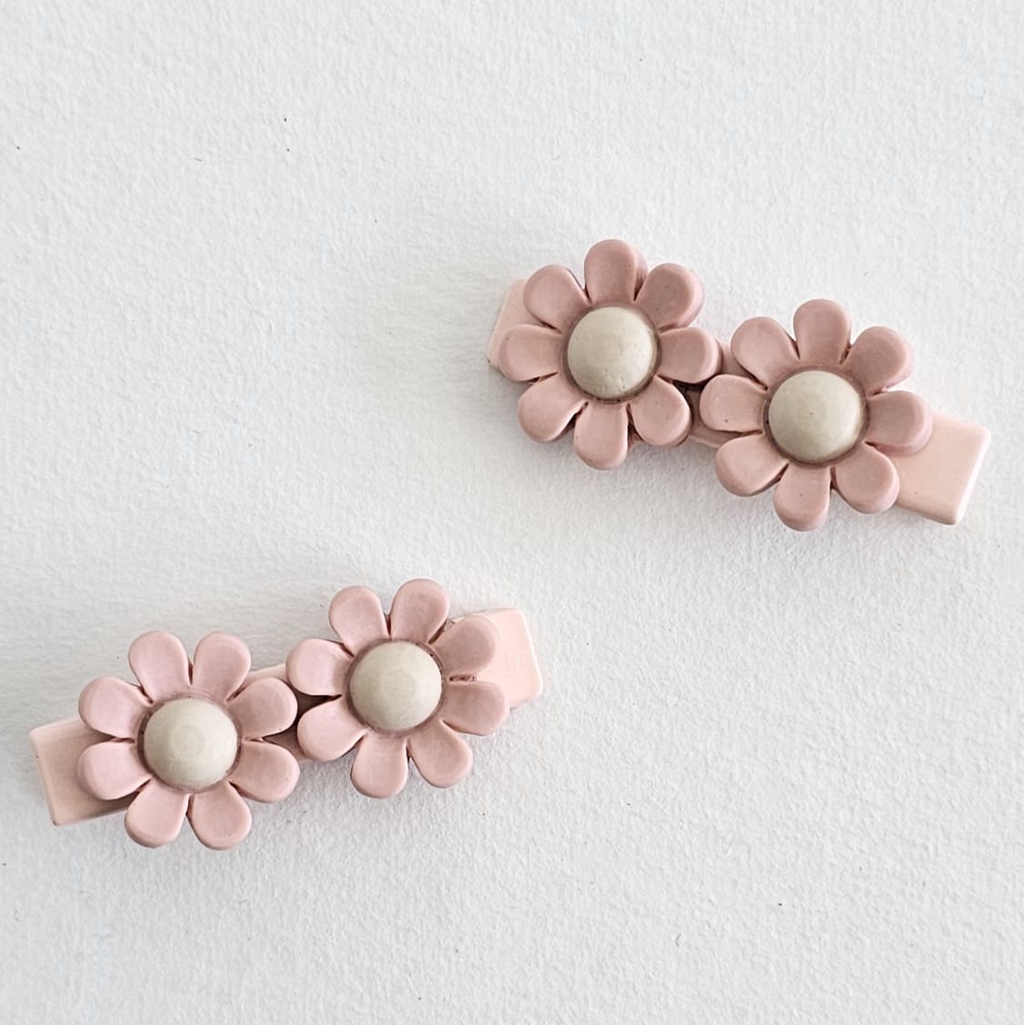 Dusty Pink Double Daisy Clip Set